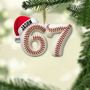 Personalized Sports Number 67 Ornament Teen Athlete Gift