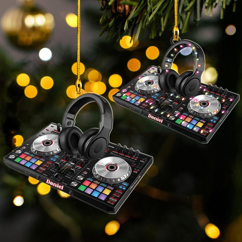 Custom Name DJ Controller Christmas Ornament, DJ Table Flat 2D Ornament, Controller Table Christmas Ornament Gift For Him, Music Lover Gift
