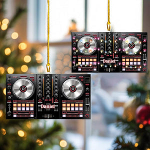 Custom Name DJ Controller Christmas Ornament, DJ Table Flat 2D Ornament, Controller Table Christmas Ornament Gift For Him, Music Lover Gift