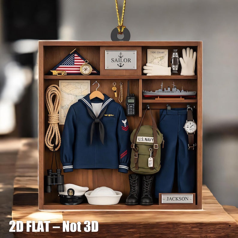 Personalized Sailor Ornament Custom Navy Uniform Christmas Tree Decor with Name, Gift for Sailors, Military Heroes & Sea Lovers