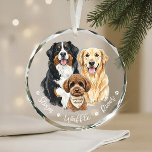 Hand-Painted Pet Portrait From Photos Ornament, Family Portrait with Pet Christmas Keepsake