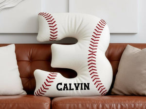 Personalized Letter Baseball Pillow,Custom Baseball Pillow,Throw Pillow,Sports Cushion,Baseball Pillow for Kids,Baseball Decor,Gift For Him