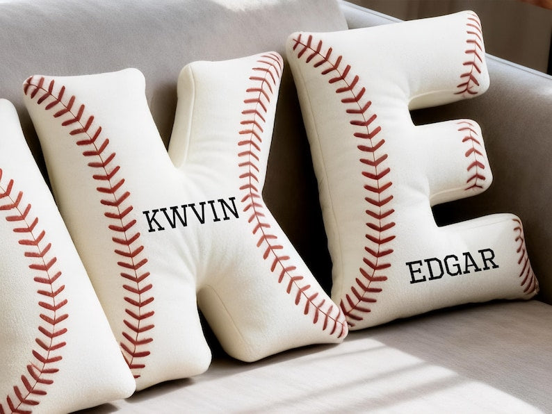Custom Baseball Letter Pillow,Personalized Initial Number Pillow,Baseball Lover Player Gift,Sports Pillow,Monogram Baseball Pillow,Kids Gift