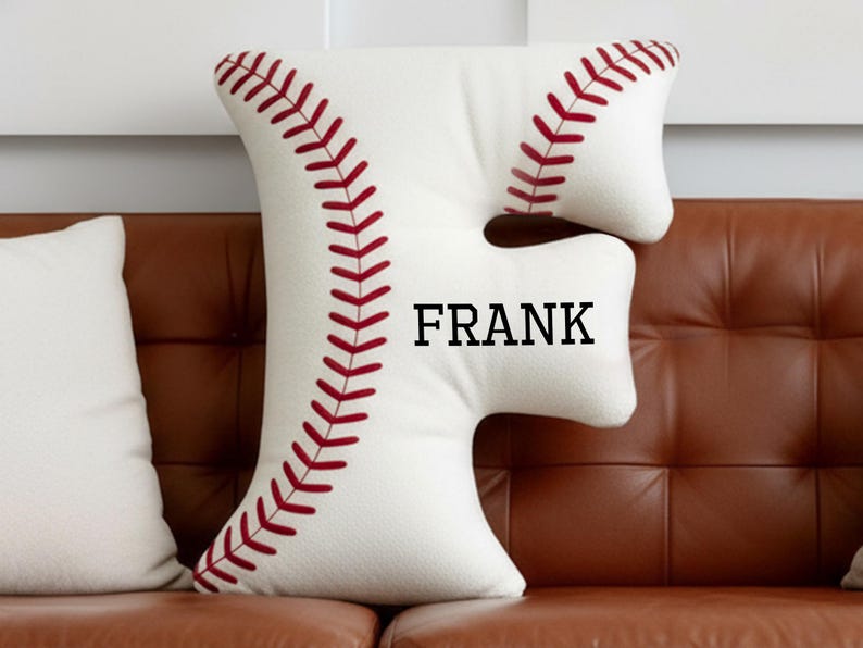 Personalized Letter Baseball Pillow,Custom Baseball Pillow,Throw Pillow,Sports Cushion,Baseball Pillow for Kids,Baseball Decor,Gift For Him