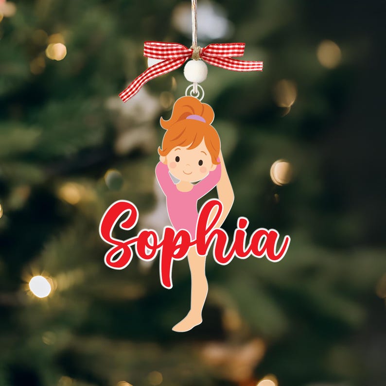 Personalized Girls Gymnastics Ornament, Sport Ornament, Gymnastics Gift, Gifts for Gymnast, Christmas Tree Decor, Team Christmas Gift