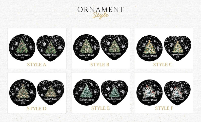 Personalized Christmas Tree Ornament, 2025 Couple Christmas Ornament, Glass Snowflake Holiday Keepsake, Wedding Ornaments, Newlywed Gifts