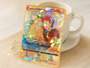Personalized PKM Anniversary Card, Custom Anime Photo Card, Anniversary Gift, Game Couple Cards, Gift for Game Couples, Gift for Him