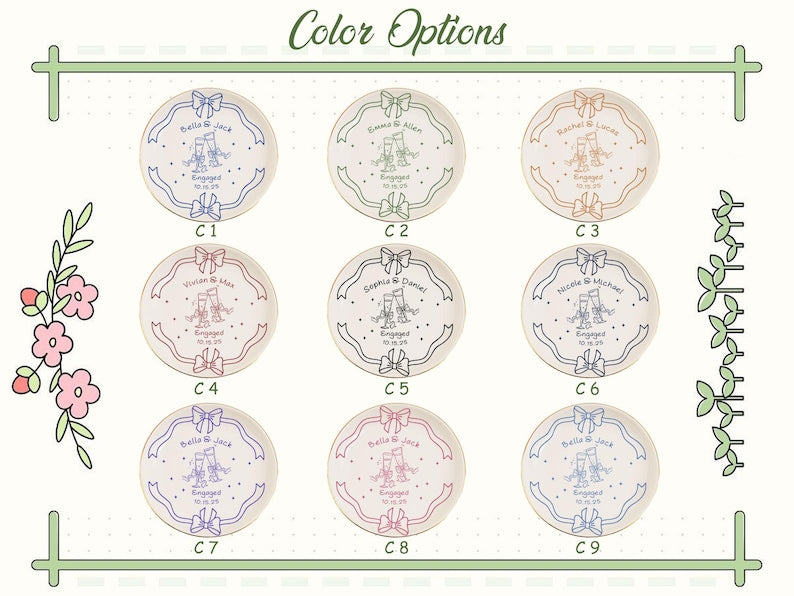 Custom Locked Engagement Ring Dish,Wedding Ring Dish,Ring Dish,Gifts for Her, Engagement Ring Tray,Initials Toile De Jouy Date Ring Dish