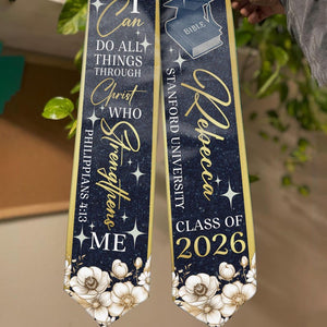 Personalized Christian Graduation Stole with Scripture Design Graduation Stole, Graduate Gifts Graduation Day Gift