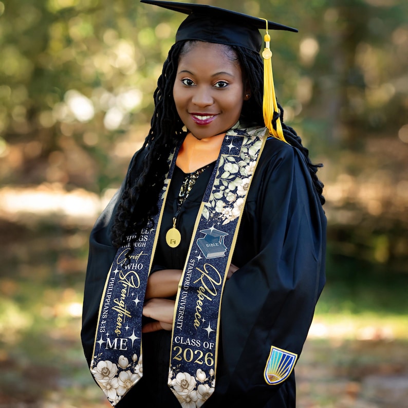 Personalized Christian Graduation Stole with Scripture Design Graduation Stole, Graduate Gifts Graduation Day Gift