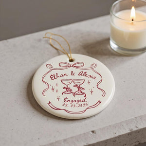 Custom Engaged Ornament,Engagement Gift,Engagement Ornament,Couples,Engagement Announcement Wedding Gift,Christmas Engagement Baubles 2025