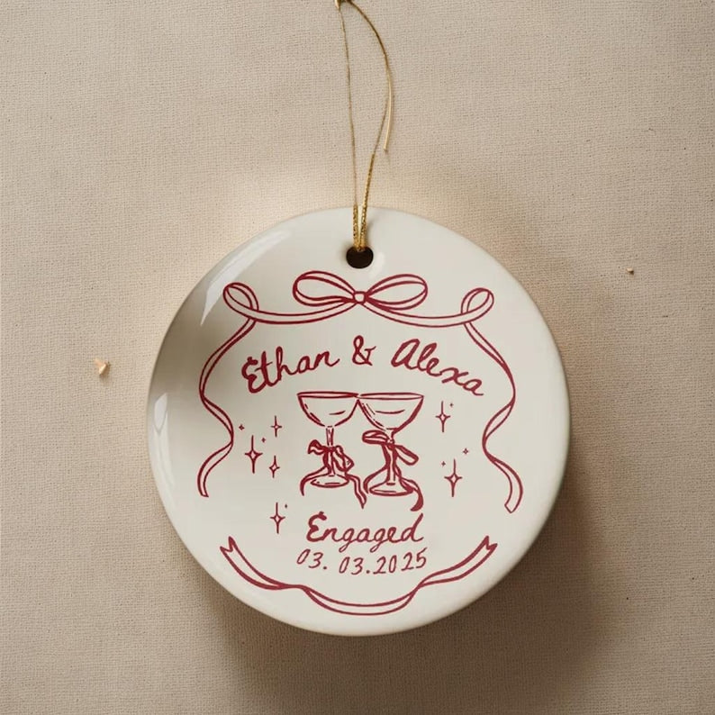Custom Engaged Ornament,Engagement Gift,Engagement Ornament,Couples,Engagement Announcement Wedding Gift,Christmas Engagement Baubles 2025