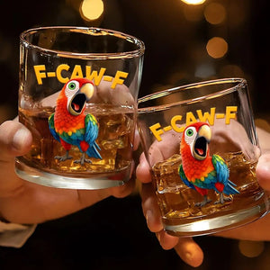 Funny Chicken F-Caw-F - Personalized Whiskey Glass, F-Caw-F Chicken Humor Glass, Funny Rooster Meme Coffee Whiskey Glass, Chicken Lover Gift