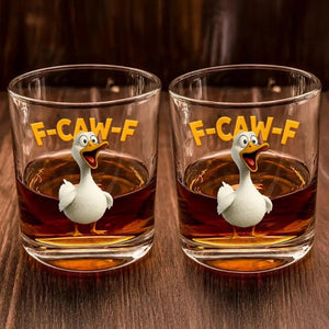 Funny Chicken F-Caw-F - Personalized Whiskey Glass, F-Caw-F Chicken Humor Glass, Funny Rooster Meme Coffee Whiskey Glass, Chicken Lover Gift