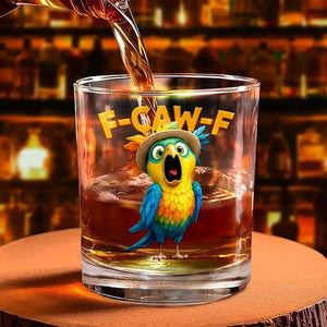 Funny Chicken F-Caw-F - Personalized Whiskey Glass, F-Caw-F Chicken Humor Glass, Funny Rooster Meme Coffee Whiskey Glass, Chicken Lover Gift