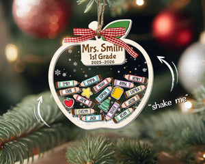 Personalized Teacher Apple Ornament With Students Name, 4D Shaker Ornament, Thank You Kindergarten Teacher Gift, Classroom Decor 2025