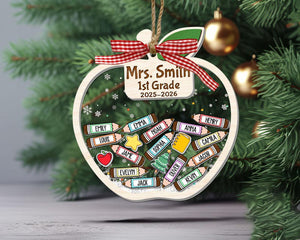 Personalized Teacher Apple Ornament With Students Name, 4D Shaker Ornament, Thank You Kindergarten Teacher Gift, Classroom Decor 2025