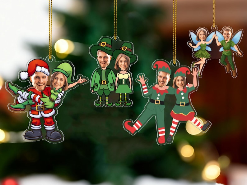 Couple Photo Christmas Ornament, Funny Face Picture Acrylic Ornament, Custom Photo Ornament, Christmas Gift for Lovers, Gift for Couples