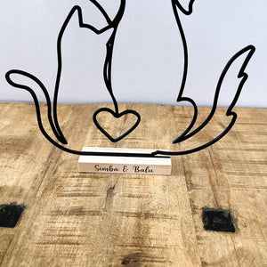 Personalized gift for animal lovers (dog and cat) | Line Art Decor | 3D Printed Display Stand | Pet Memorial