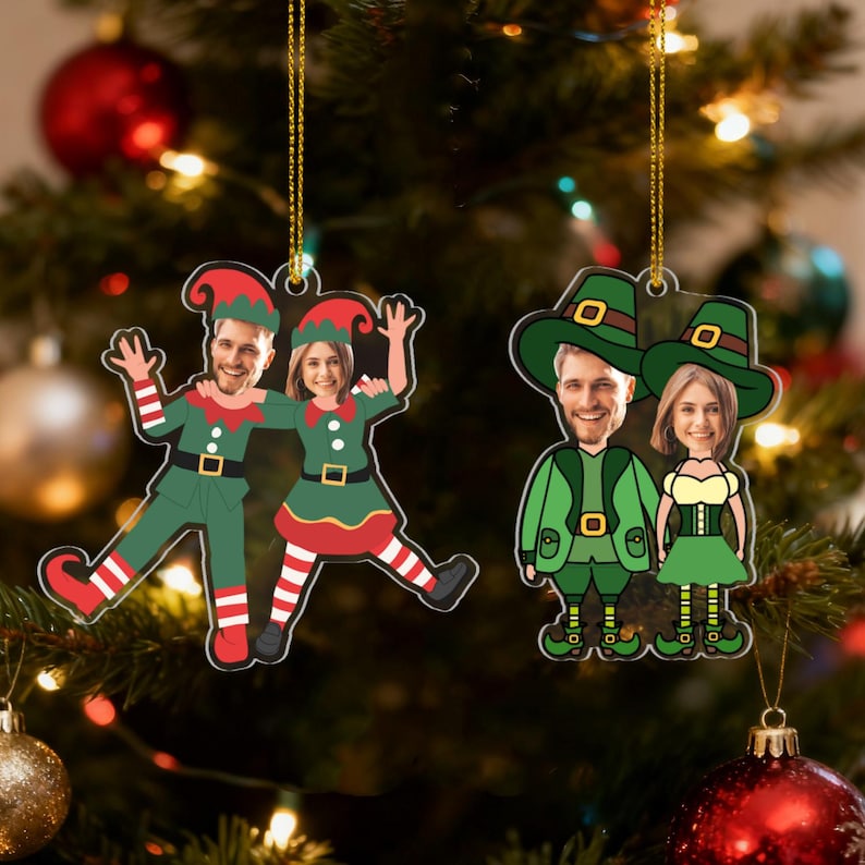 Couple Photo Christmas Ornament, Funny Face Picture Acrylic Ornament, Custom Photo Ornament, Christmas Gift for Lovers, Gift for Couples