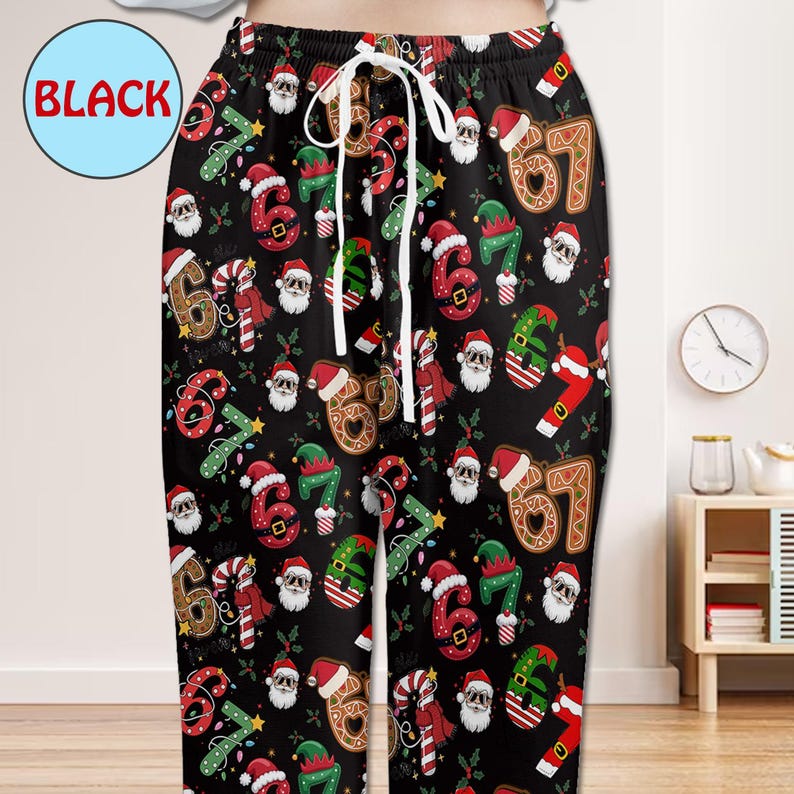 67 Meme Pajamas Pants, Six Seven Christmas Pajama Pants, Christmas Pants, Funny Holiday Loungewear Cozy Unisex Xmas Loungewear