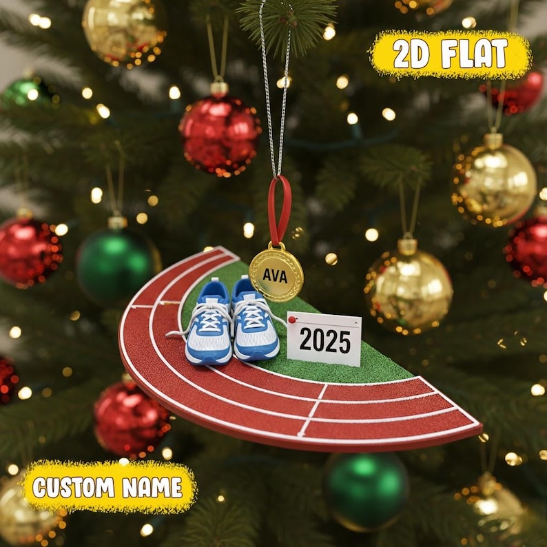 Track and Field Ornament, Custom Name Sports Gift, Runner Christmas Decor, Personalized Athlete Ornament, Running Gift Idea,2D Flat Ornament
