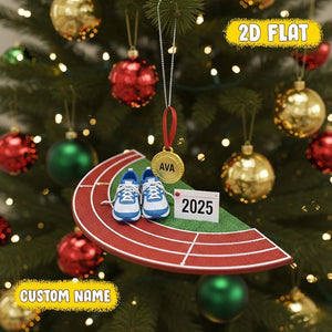 Track and Field Ornament, Custom Name Sports Gift, Runner Christmas Decor, Personalized Athlete Ornament, Running Gift Idea,2D Flat Ornament