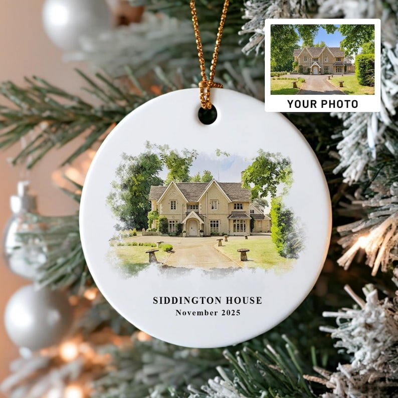 Personalized Wedding Venue Watercolor Ornament, Wedding Location Ornament, Newly Wed Keepsake, Just Married Gift