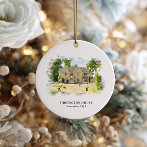 Personalized Wedding Venue Watercolor Ornament, Wedding Location Ornament, Newly Wed Keepsake, Just Married Gift