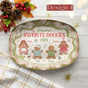 Custom Grandma's Favorite Cookies Plate, Personalized Gingerbread Christmas Plate, Grandkids Names, Grandma Gift, Christmas Gifts