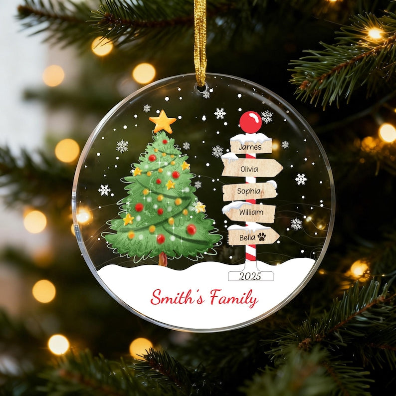 Custom Family Name Christmas Ornament 2025,Family With Pet Ornament,Christmas Keepsake,Family Tree Ornament,Custom Christmas Bauble