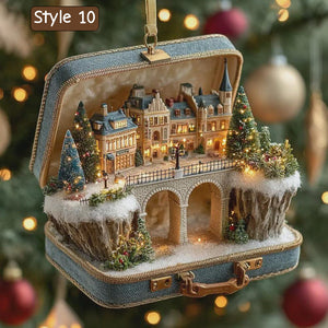 Detailed London Cityscape Christmas Ornament | Handcrafted Suitcase Diorama | Holiday Travel Keepsake Decor
