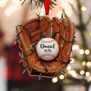 Personalized Baseball Glove Ornament 2025: Christmas Tree Decoration with Name for Sports lover