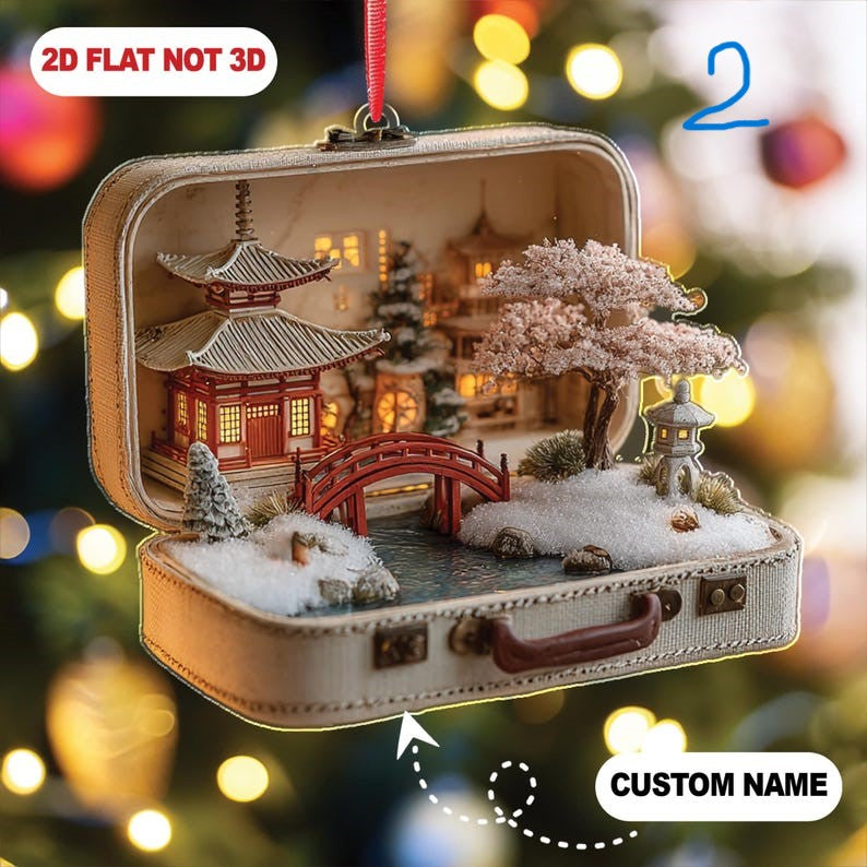 Zen Tea Room Ornament 2025, Japanese Minimalist Miniature, Personalized Christmas Gift For Relaxation Lover