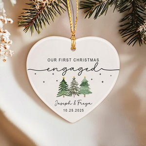 Custom Engagement Map Heart Ornament, First Christmas Engaged Gift