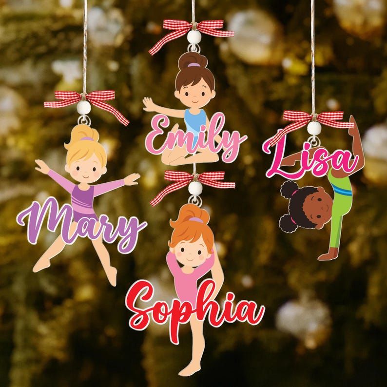 Personalized Girls Gymnastics Ornament, Sport Ornament, Gymnastics Gift, Gifts for Gymnast, Christmas Tree Decor, Team Christmas Gift