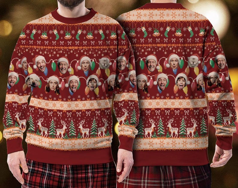 Personalized Face Christmas Sweater For Men Women, Custom Pet Ugly Sweatshirt, Funny Family Christmas Sweater, Funny Custom Face Sweatshirt