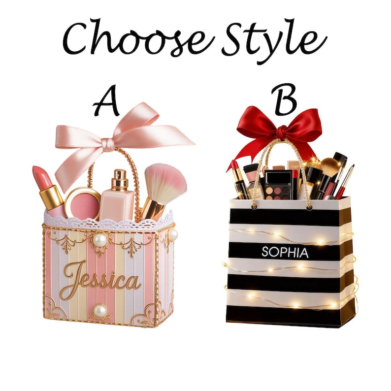 Custom Makeup Ornament with Name, Personalized Beauty Brush Christmas Tree Decoration Special Gift for Makeup Lovers, Her