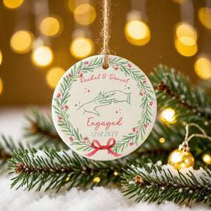 Custom Engagement Gifts for Couple: Engaged Bauble, 1st Christmas Engaged Baubles, Keepsake Gifts, Newlywed Gifts, Engagement Ornament