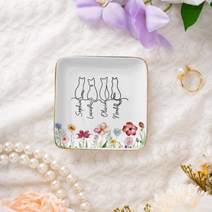 Custom Cat Floral Ring Dish,Personalized Cat With Name Jewelry Dish,Cat Lover Gift,Unique Cat Lover Present,Gift for Cat Owner Pet Lover