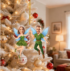 Personalized Funny Couple Photo Ornament 2025, Custom Face Elf Ornament for Husband Wife, Valentine Christmas Wedding Anniversary Gift