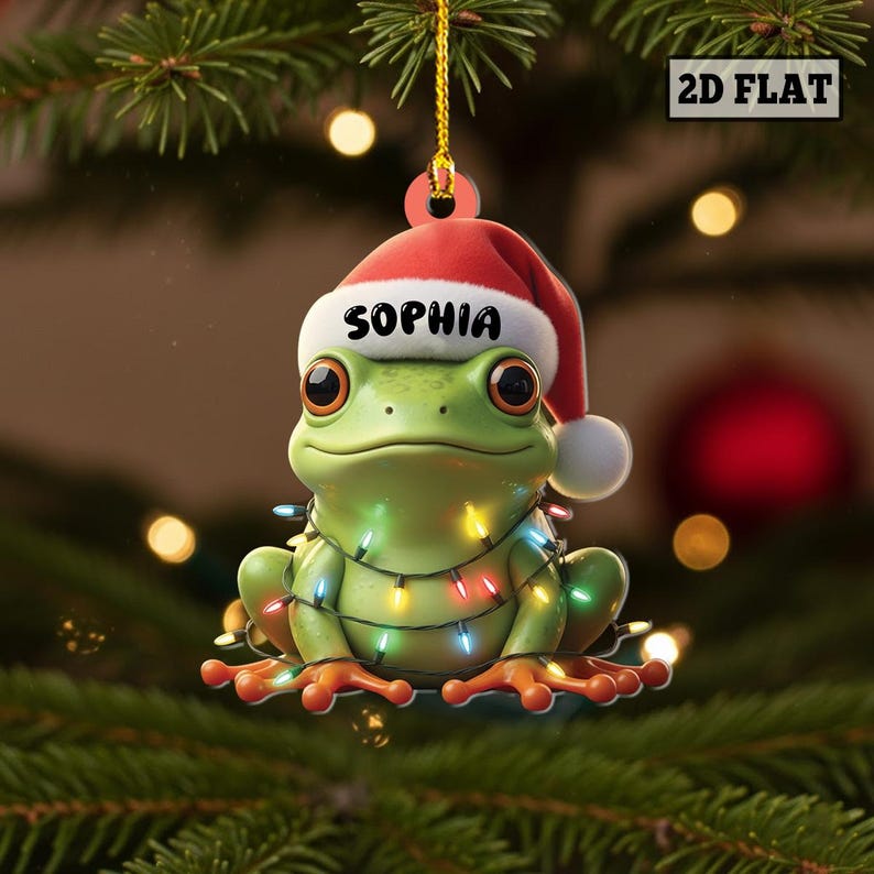 Personalized Frog Christmas Ornament, Cute Frog Ornament, Custom Christmas Frog Keepsake, Funny Animal Ornament, Frog Lover Ornament Gift