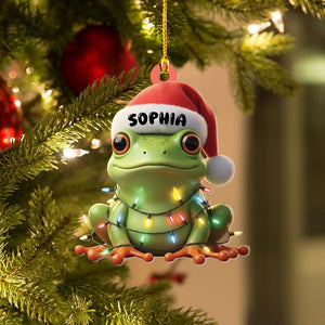 Personalized Frog Christmas Ornament, Cute Frog Ornament, Custom Christmas Frog Keepsake, Funny Animal Ornament, Frog Lover Ornament Gift