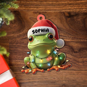 Personalized Frog Christmas Ornament, Cute Frog Ornament, Custom Christmas Frog Keepsake, Funny Animal Ornament, Frog Lover Ornament Gift