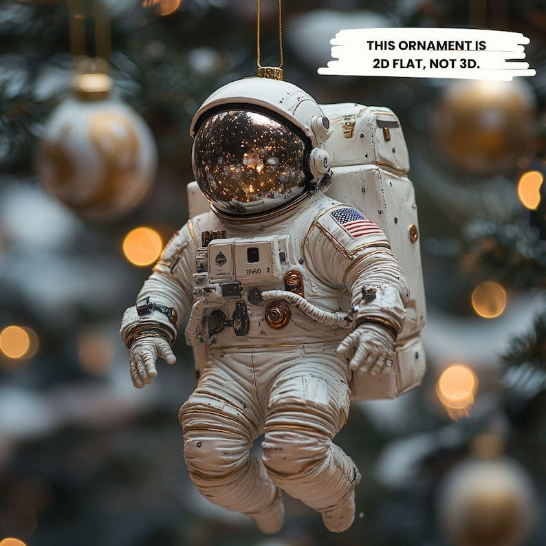 Custom Astronaut Christmas Ornament, Glass Space Suit Tree Decoration For Sci-Fi Lovers
