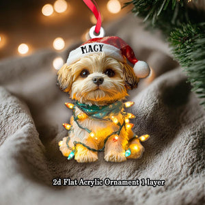 Customized Name Shih Tzu Christmas Ornament, Dog First Christmas FLAT Ornament, Personalized Puppy Ornament