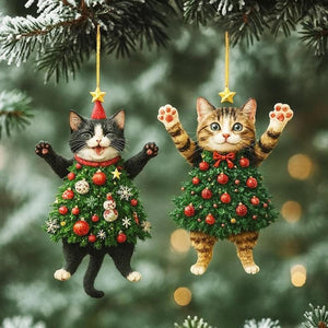 Whimsical Acrylic Animal Christmas Ornament Cute Cat Lover Tree Decoration, Funny Holiday Pet Gift, Christmas Cat Decor, Cat Dog Cute Tree