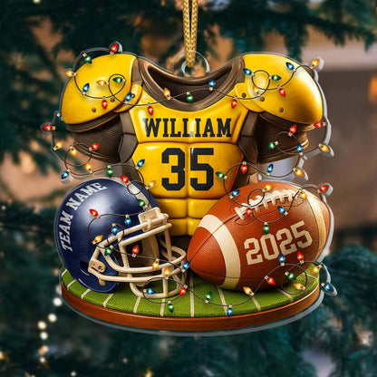 Personalized Football Ornament 2025: Custom Jersey & Helmet Keepsake