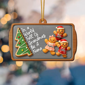 Personalized Nana Ornament 2025, Gingerbread Family Wood Keepsake