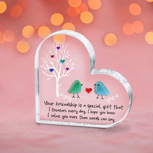 Sea Glass Birds Art Friendship Heart Plaque, Meaningful Gift for Best Friend, Christmas Gift, Besties Keepsake, Thank You Gift For Friend